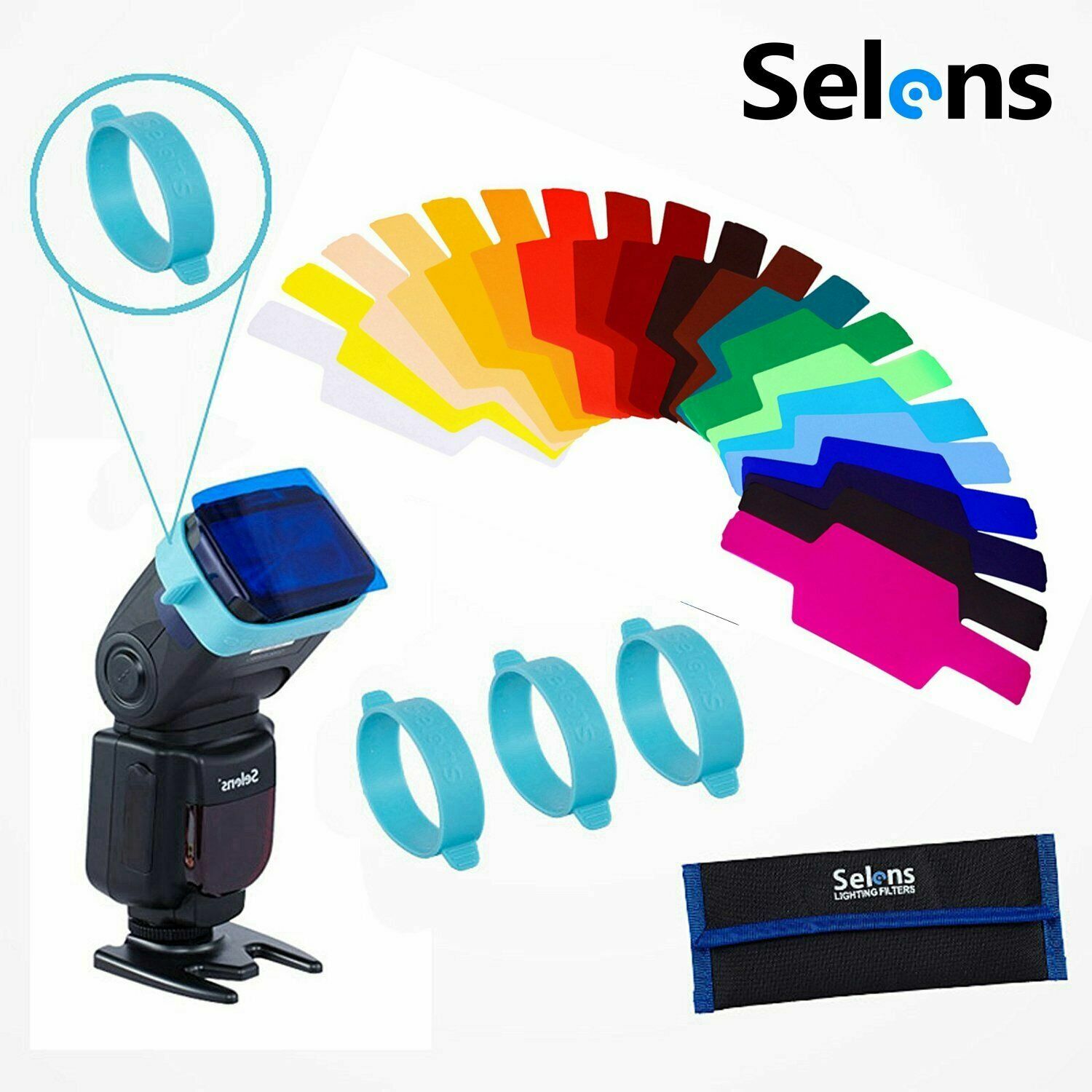 Selens Universal Flash Gels Lighting Filter for Camera Flashlight with Gel-Bands