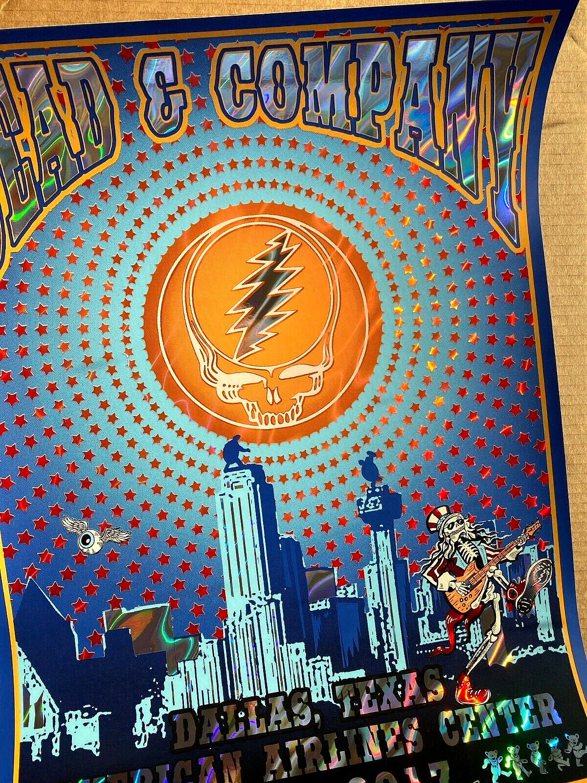 OFFICIAL Dead & Company Dallas TX 2017 RAINBOW FOIL Show Poster SIGNED S/N #/910