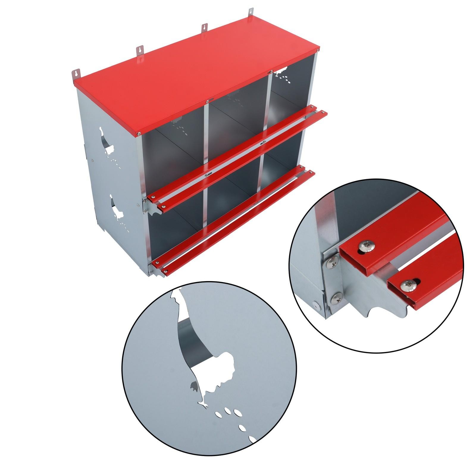 6 Compartment Heavy Nesting Box Chicken Nesting Box 6 Room Metal Nesting Red