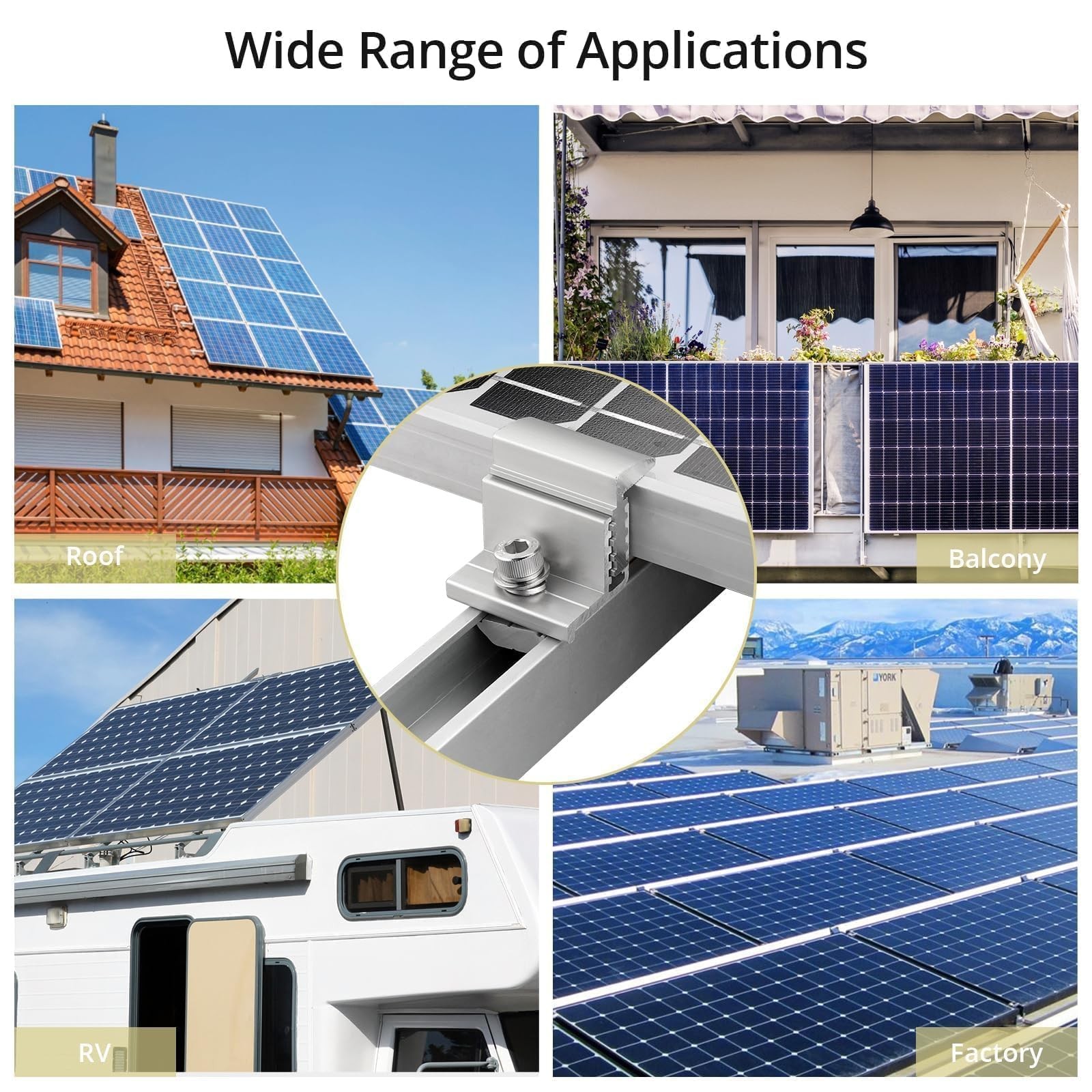 Solar Panel Mounting Brackets 30-50mm Adjustable, 10pcs Aluminum Solar Panel ...