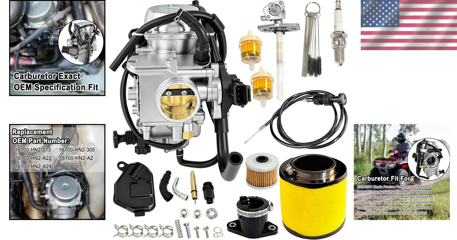 Carburetor Kit Replacement for Honda FourTrax 500 Foreman Rubicon Foreman TRX...