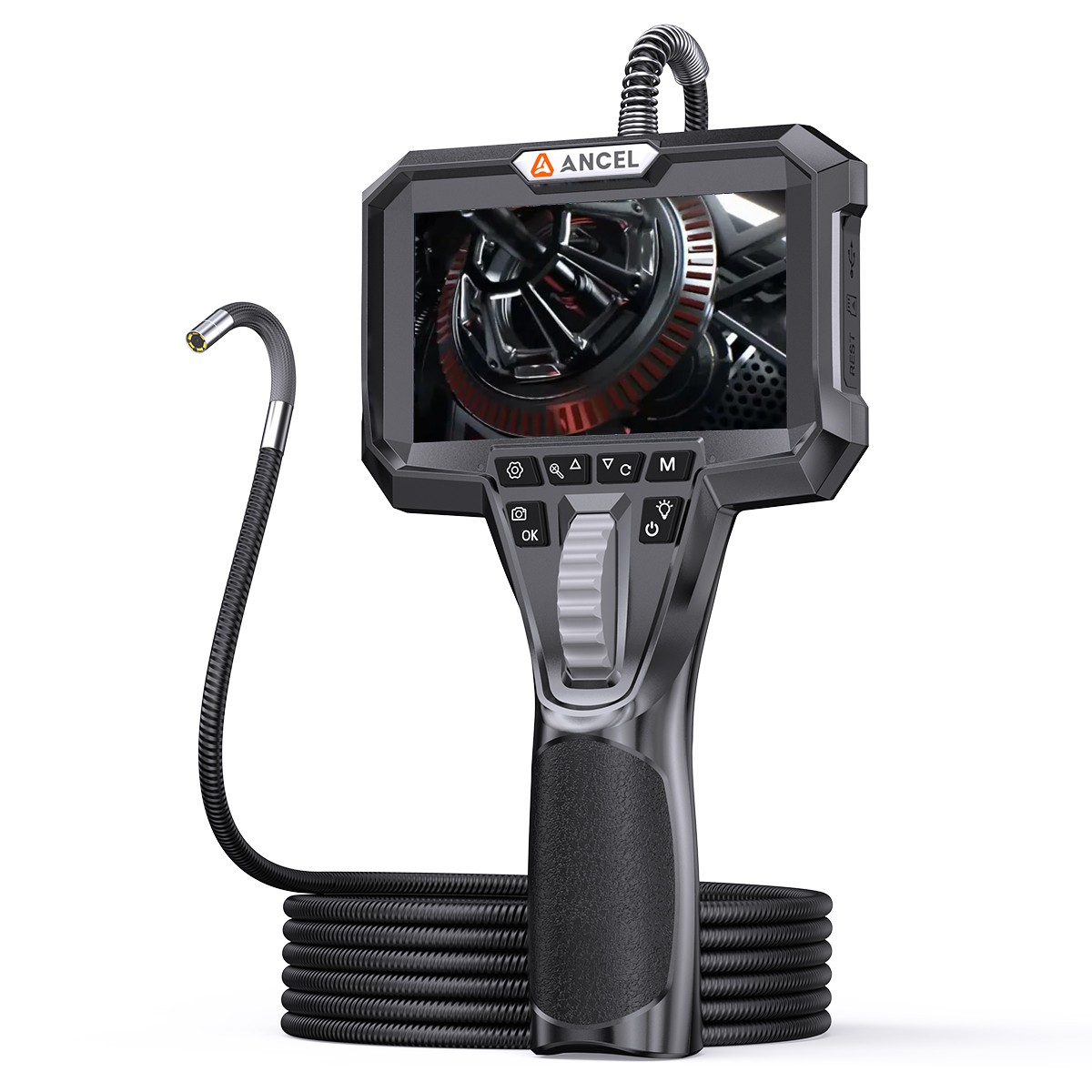 ANCEL AN301 Endoscope Camera 4.3" Inspection Camera Borescope Articulating 210°