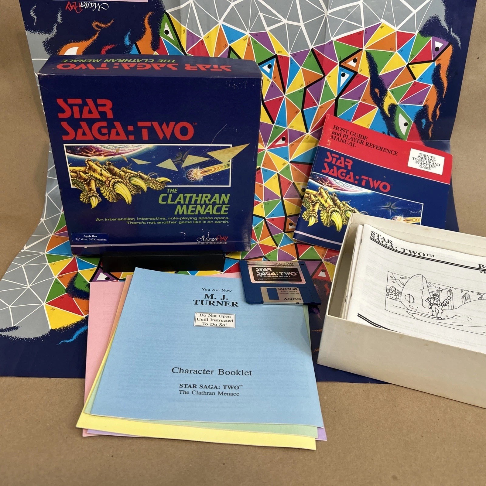 Star Saga 2 Two The Clathran Menace IBM/DOS 1989 5.25" Apple II Game 🍎