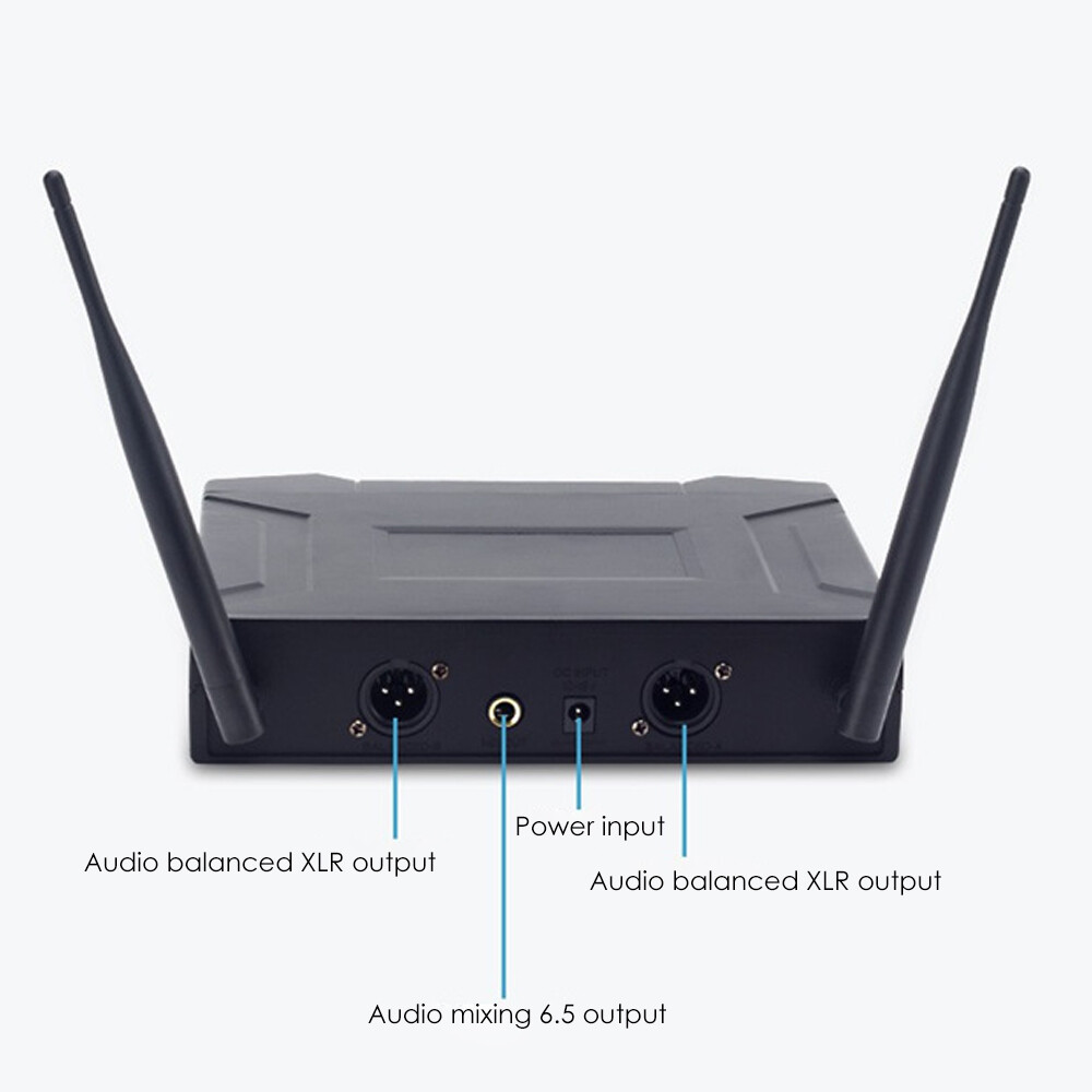 Pro 2 Channel UHF Wireless Dual Microphone Cordless Handheld Mic System For Home