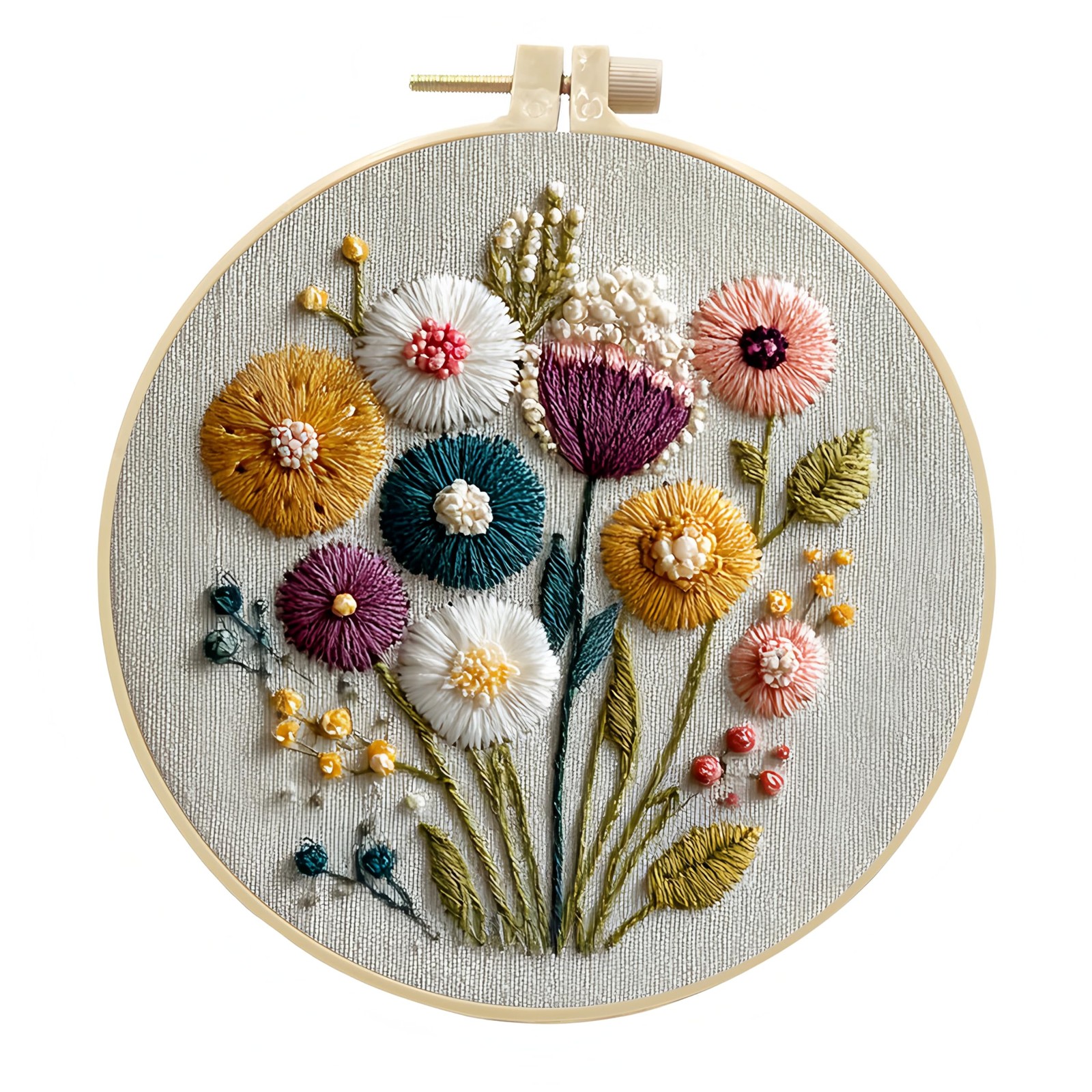 JJFox Embroidery Kit for Beginners and Adults, DIY Hand 20 cm x 20 cm, Flower