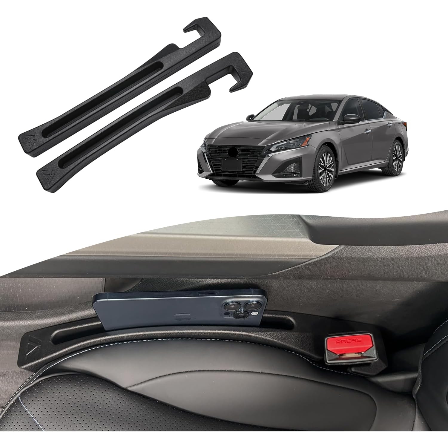 FARVHES Seat Gap Filler for Ni-s-s-an Altima 1993-2026 Black Pack of 2