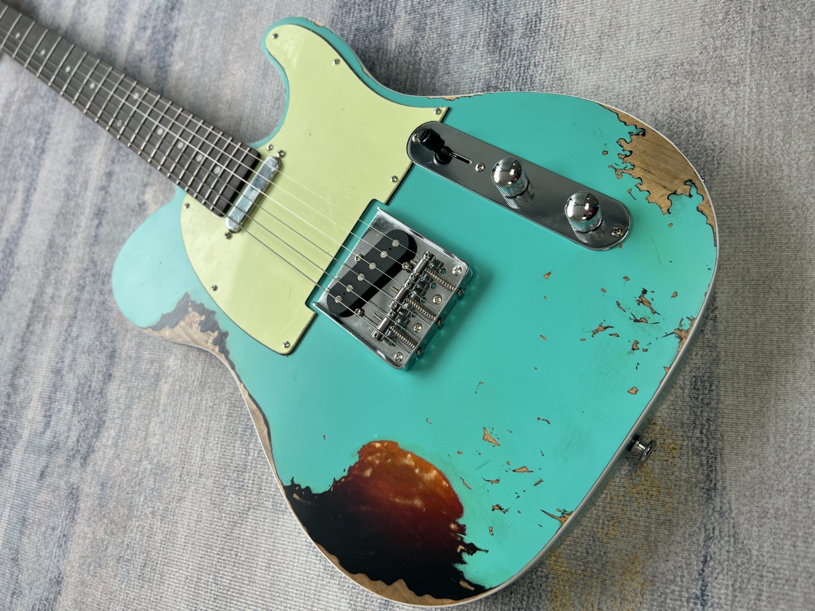 Vintage Style TL Electric Guitar Daphne Blue Heavy Relic Rosewood Fretboard