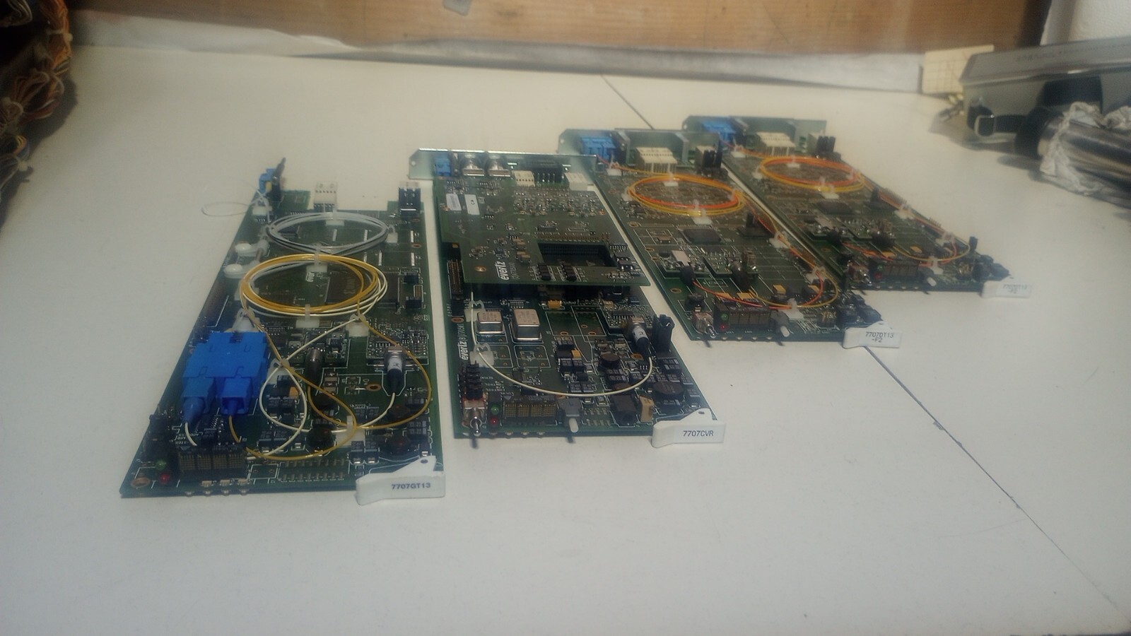4 ct. Evertz 7707 Cards 7707CVR w/bp, Two 7707DT13-F2 w/bp's, 7707GT13 w/o bp