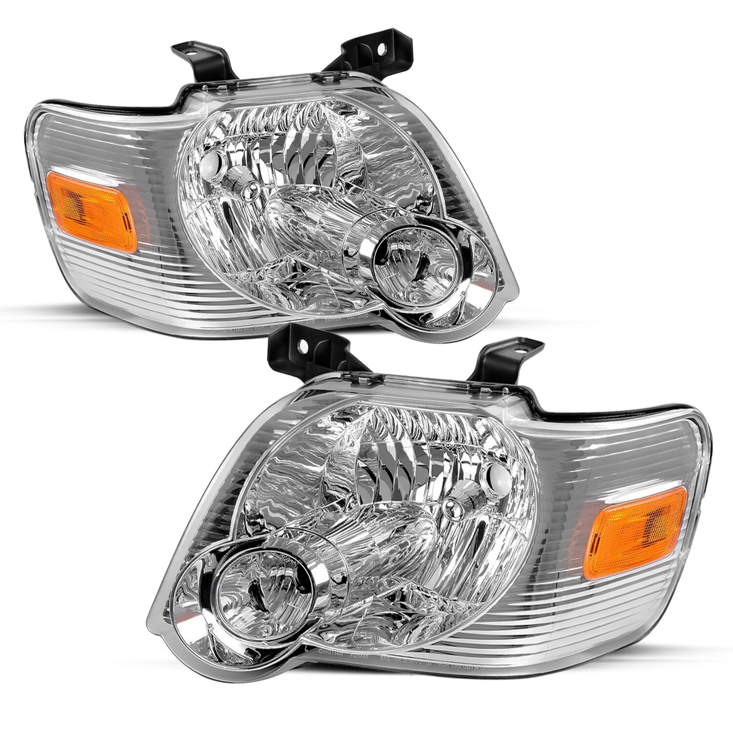 For 2006-2010 Ford Explorer Chrome Housing Amber Corner Headlights Lamps Set
