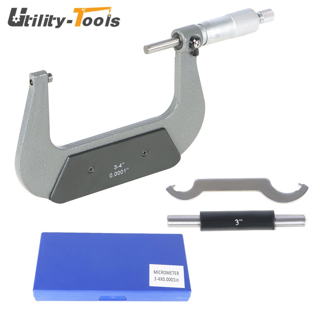 3-4" Precision Outside Micrometer .0001" Resolution Carbide Tipped,Standard 1pcs