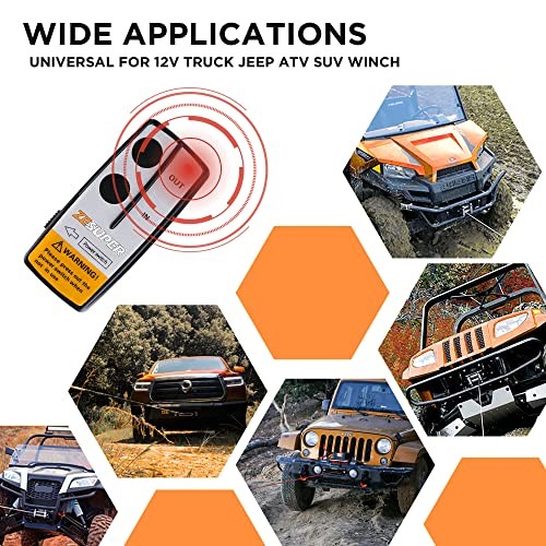 Wireless Winch Remote Control Kit with Receiver 2PC Handset Truck ATV UTV SUV