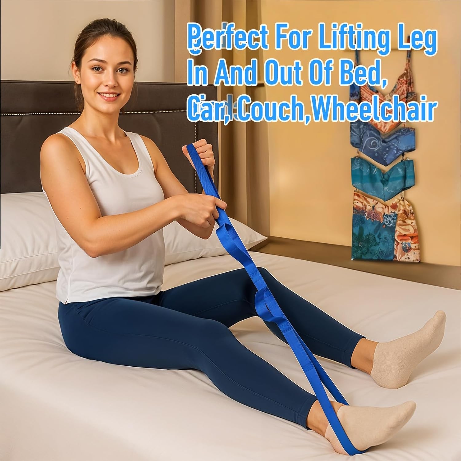 1pc 45 Inch Leg Lifter Strap Rigid W/ Multi Loops After Hip Replacement Knee