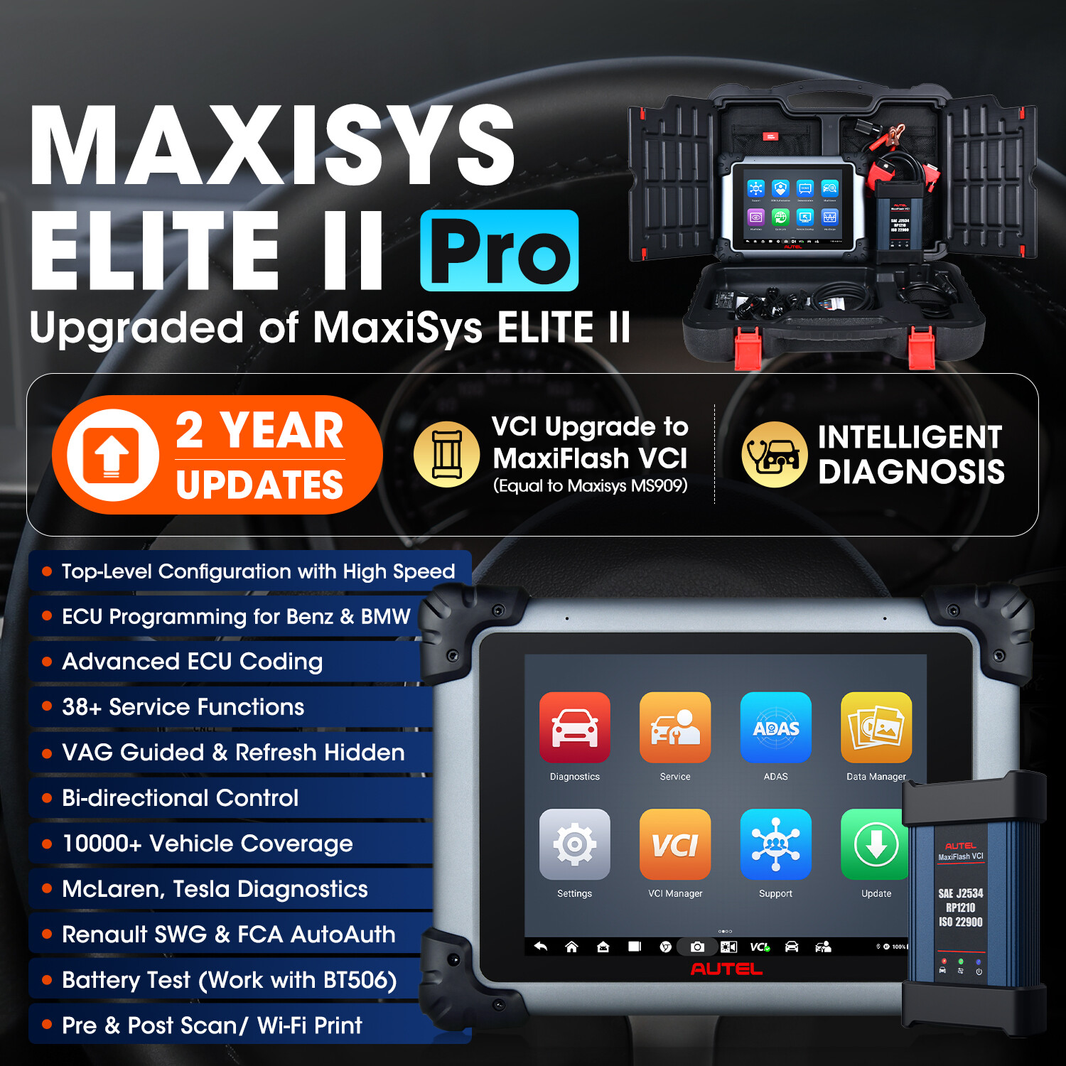 2024 Autel MaxiSys Elite II PRO as MS919 Diagnostic Scan Programming Key Coding