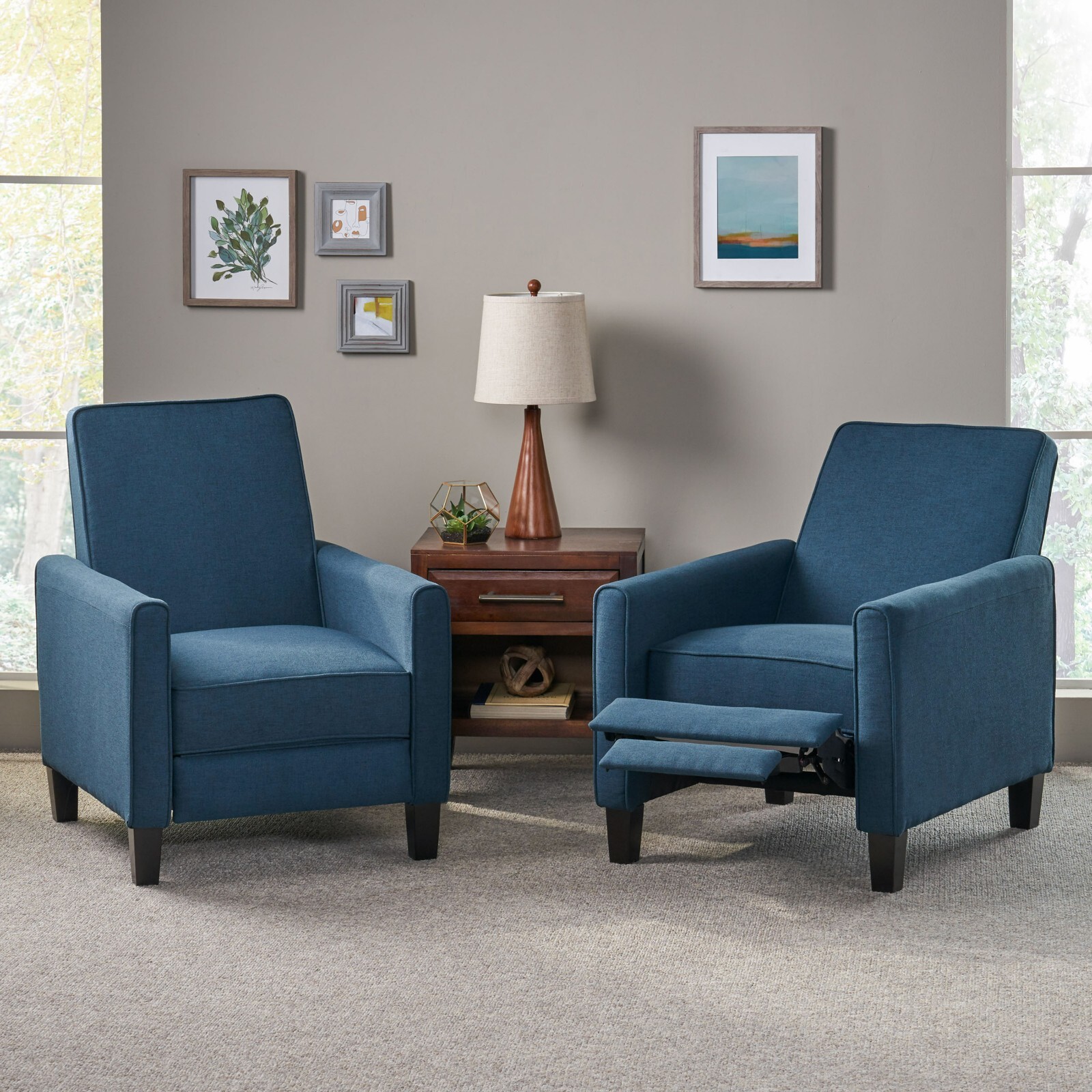 Lucas Contemporary Fabric Recliner (Set of 2)