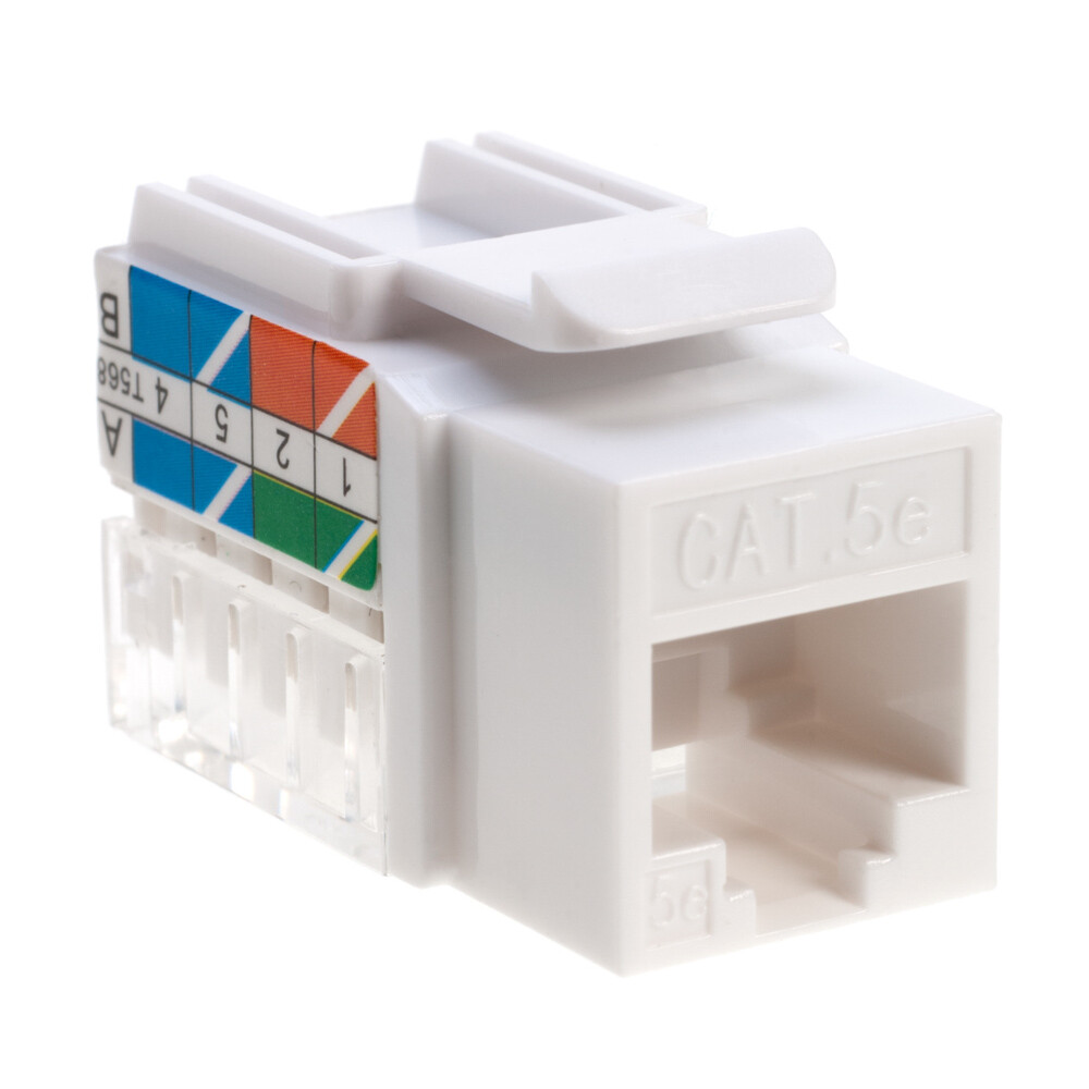 50 pack Cat5e 45° Angled Keystone Jack Network 110 Punchdown 8P8C Cat White