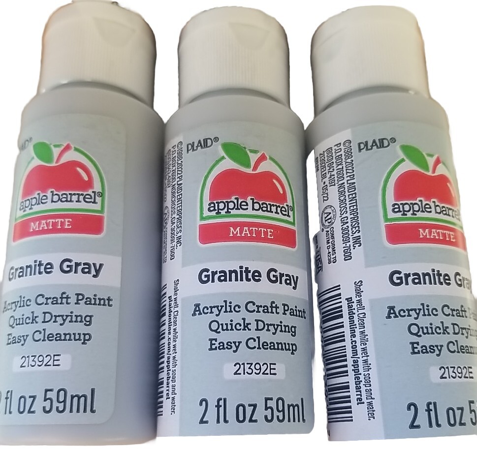 Apple Barrel Acrylic Paint in Assorted 2 Fl Oz (Pack of 3), Granite Grey