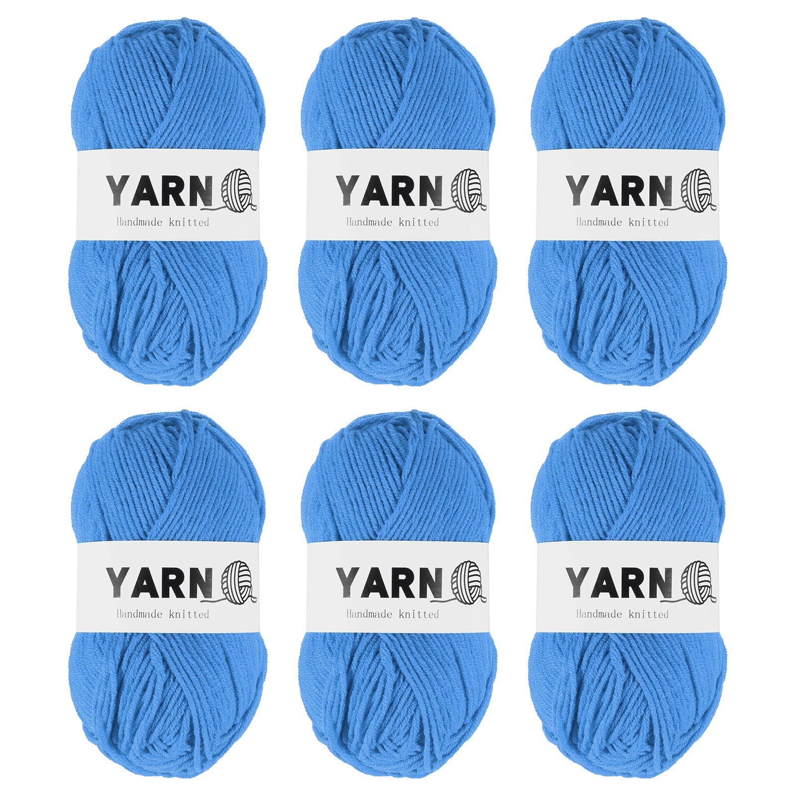 6Pcs Blue Acrylic Yarn 790 Yard 4 Ply Crochet Yarns Sport Weight Yarn