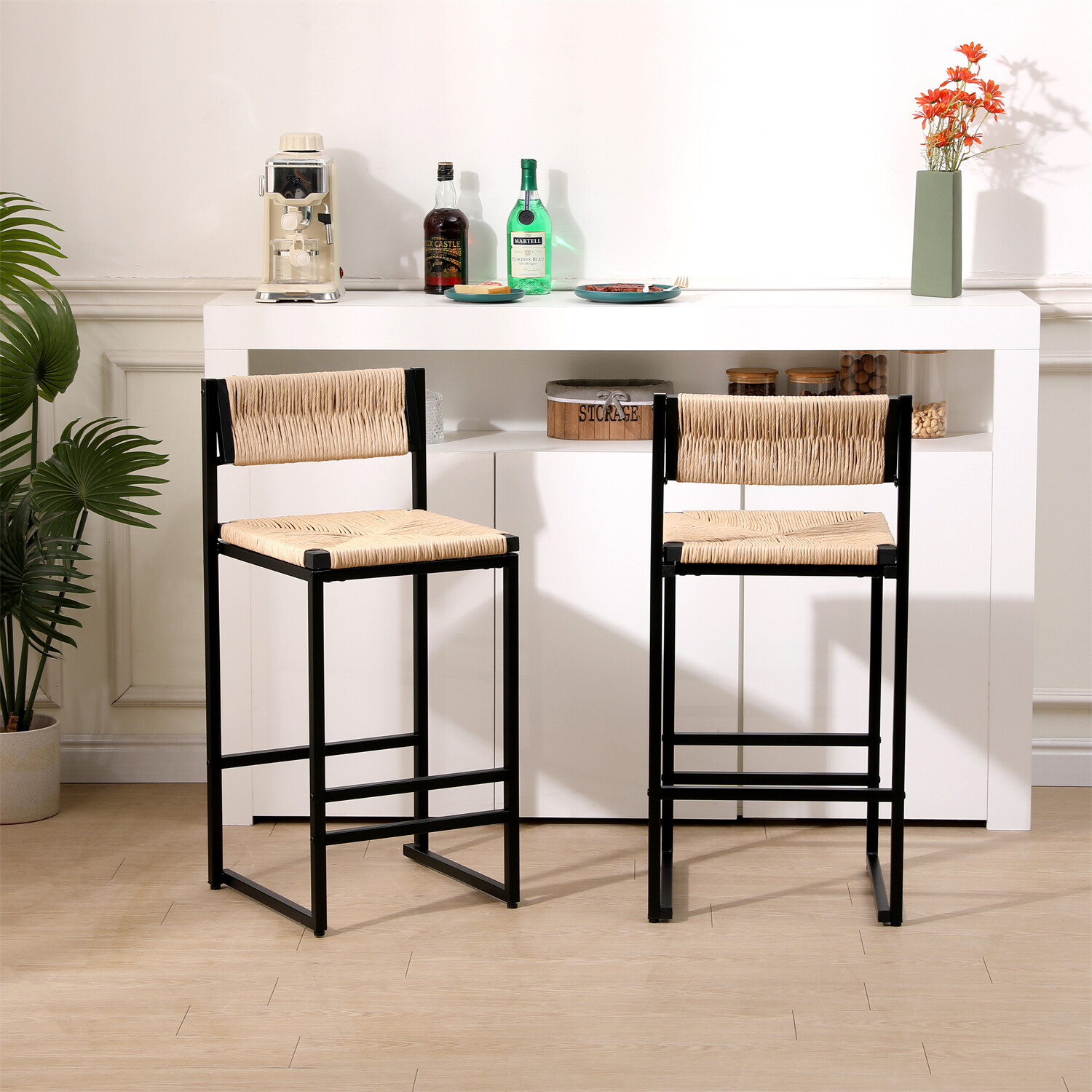 Set of 2 Bar Stools Modern Counter Height Bar Stool Kitchen Dining Chairs New