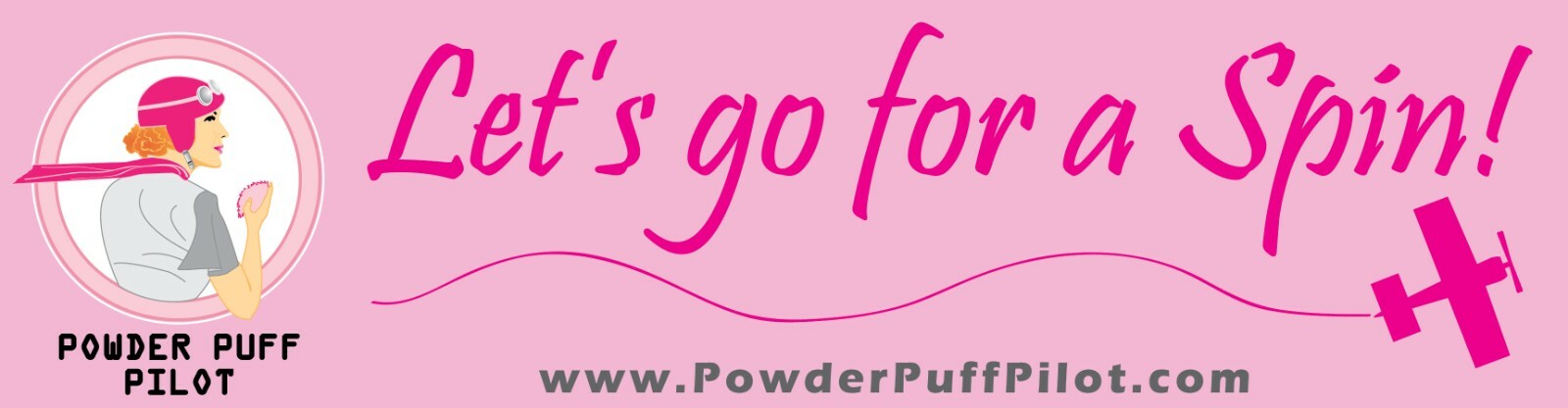 Aviatrix Bumper Sticker “Let’s Go for a Spin”, from Powder Puff Pilot
