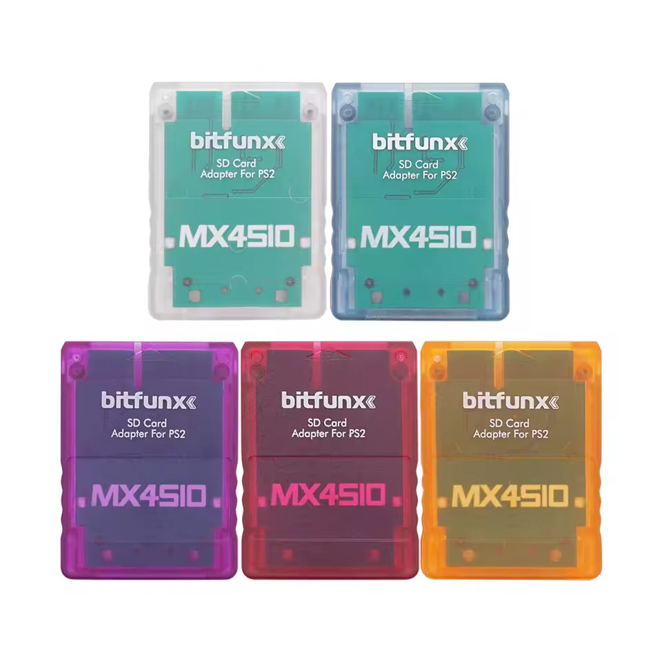 MX4SIO SIO2SD SD Card Adapter for PS2 Memory Card Expansion for SIO Blue Clear