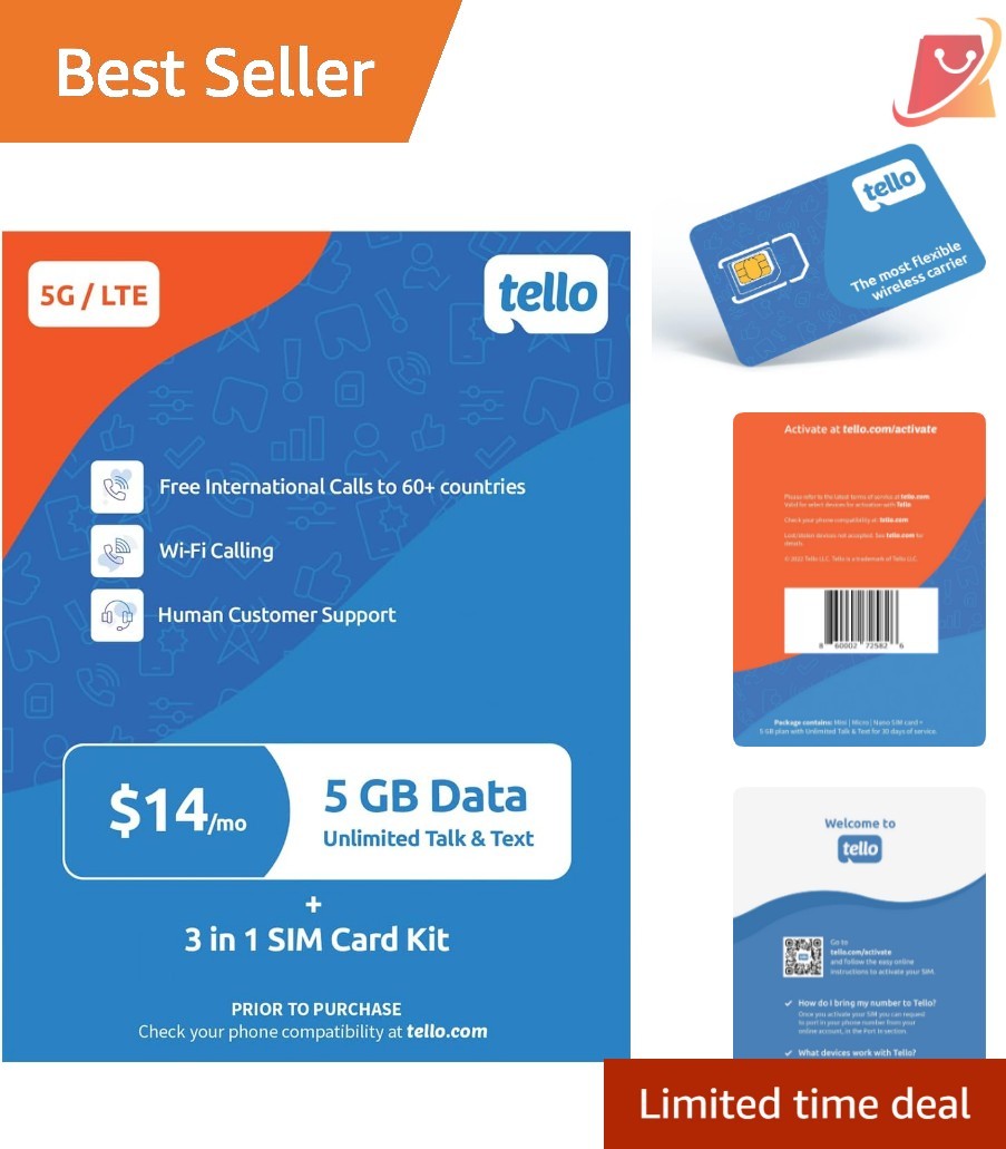 Prepaid Mobile Phone Plan 5GB Data Unlimited Calls Texts 4G LTE/5G