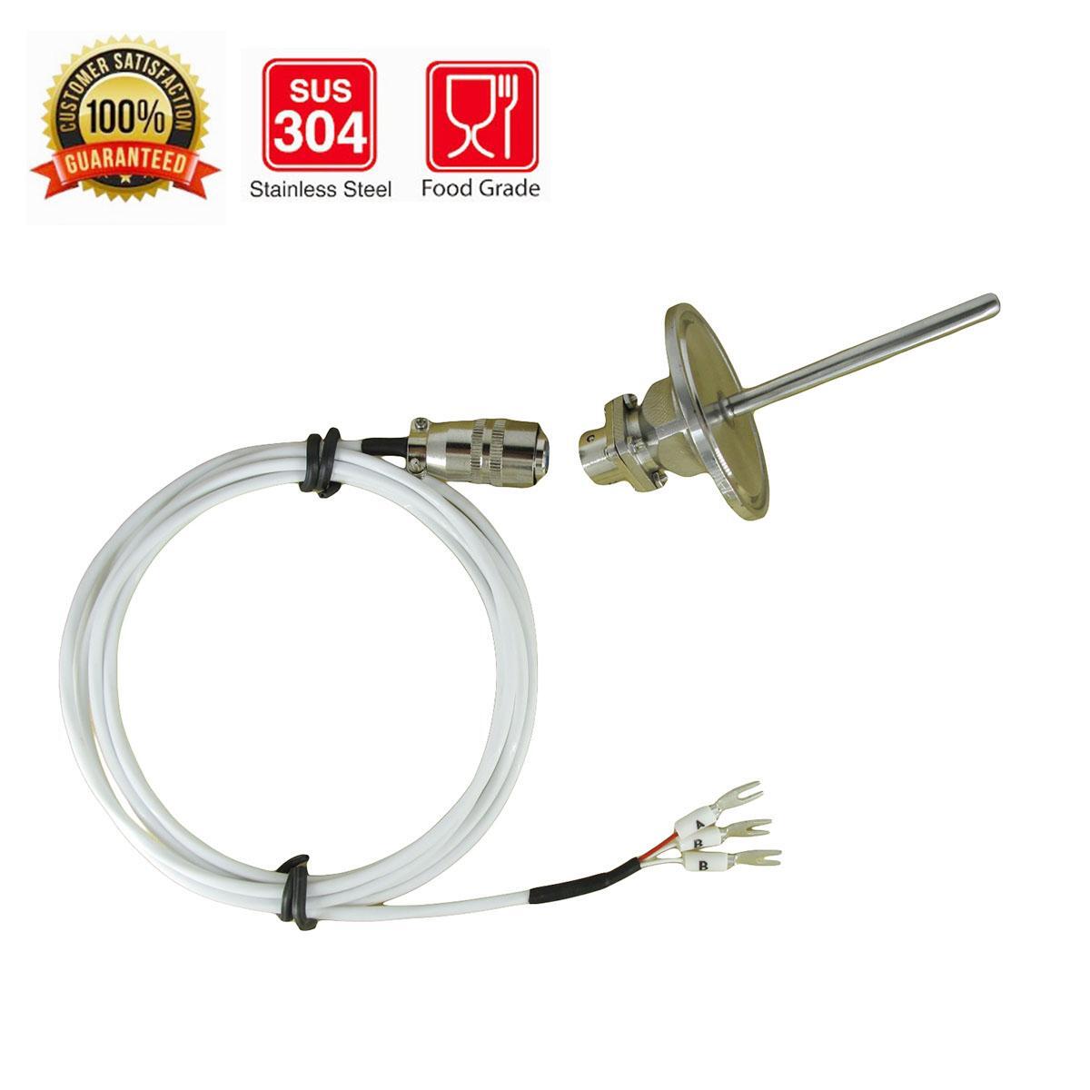 RTD PT100 Tri-Clamp Waterproof Temp Sensors w Telfon Cable &Detachable Connector