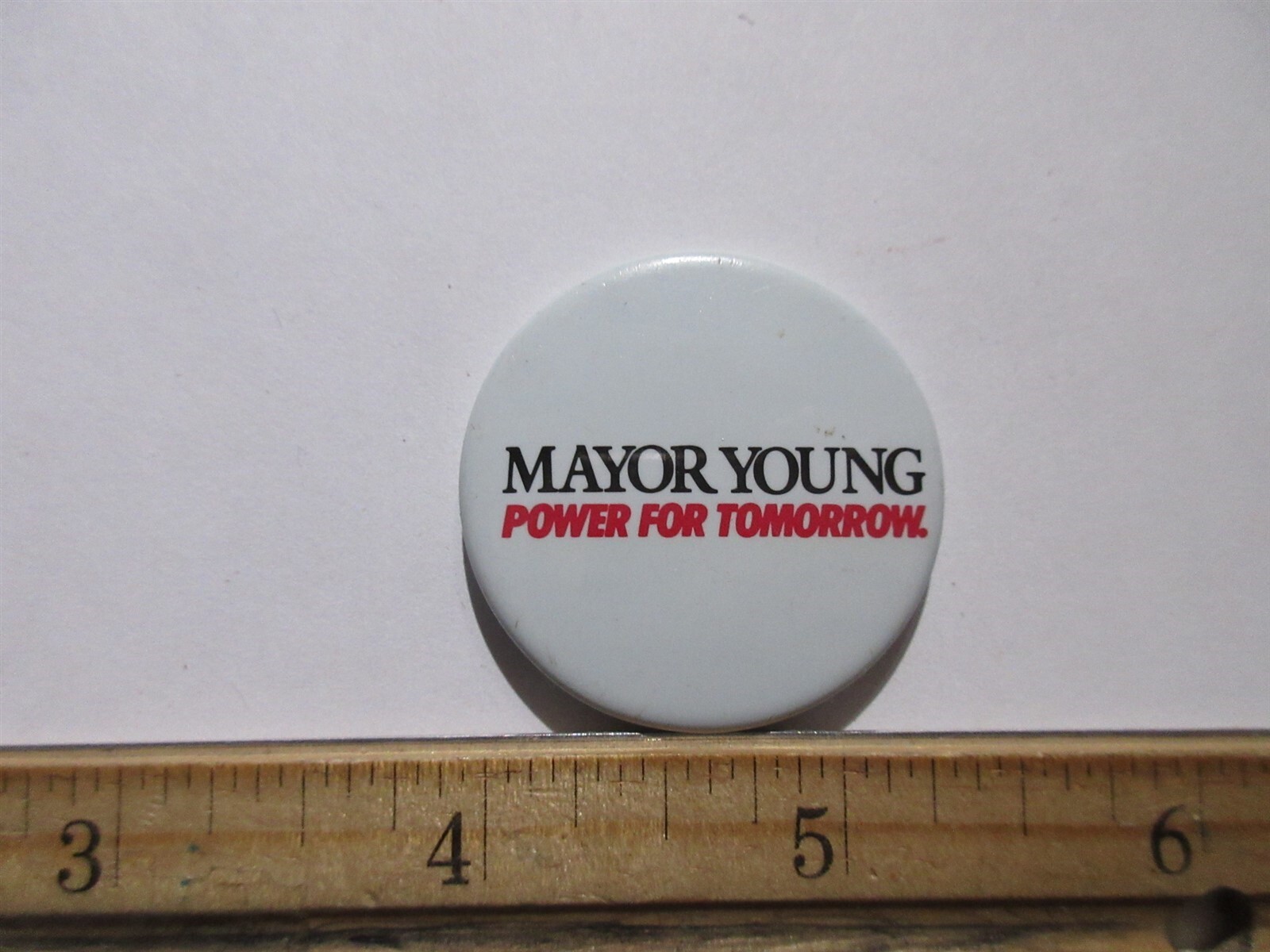 MAYOR YOUNG Power for Tomorrow vintage pinback button 1.5"