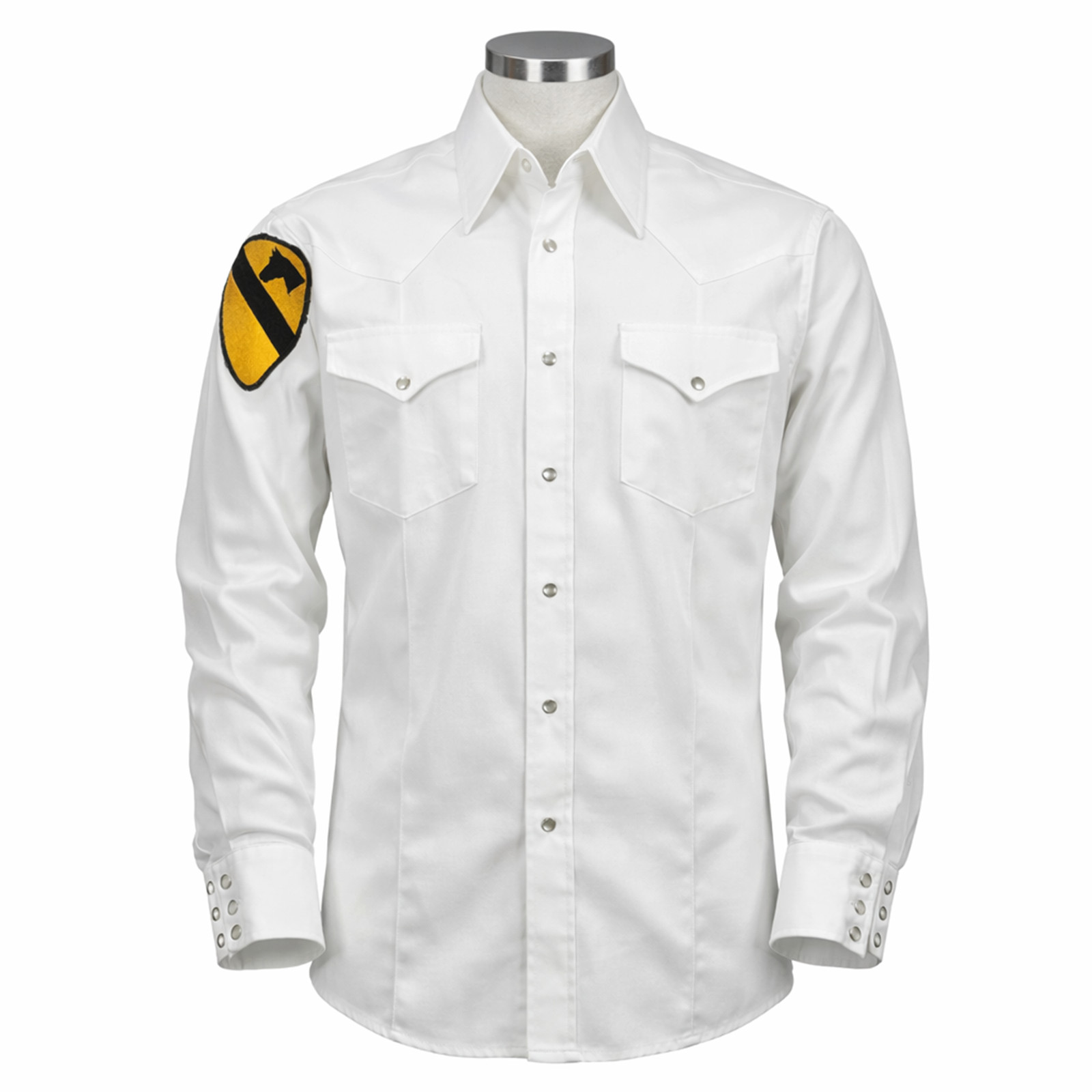 U.S. ARMY 1ST CAVALRY DIVISION Pearl Snap Sewn Creases Western Shirt XL 18/35