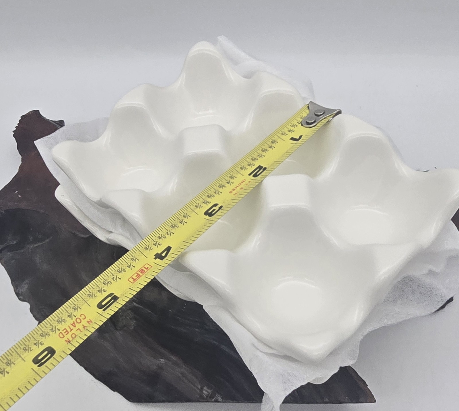 2 White Ceramic Egg Trays ~ Trinkets ~ Farmhouse NEW Orgainizer