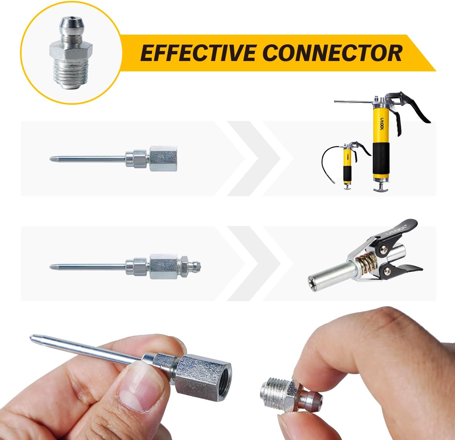 UTOOL Grease Gun Accessory Kit, 90 Degree Coupler, Needle Nozzle, Grease...