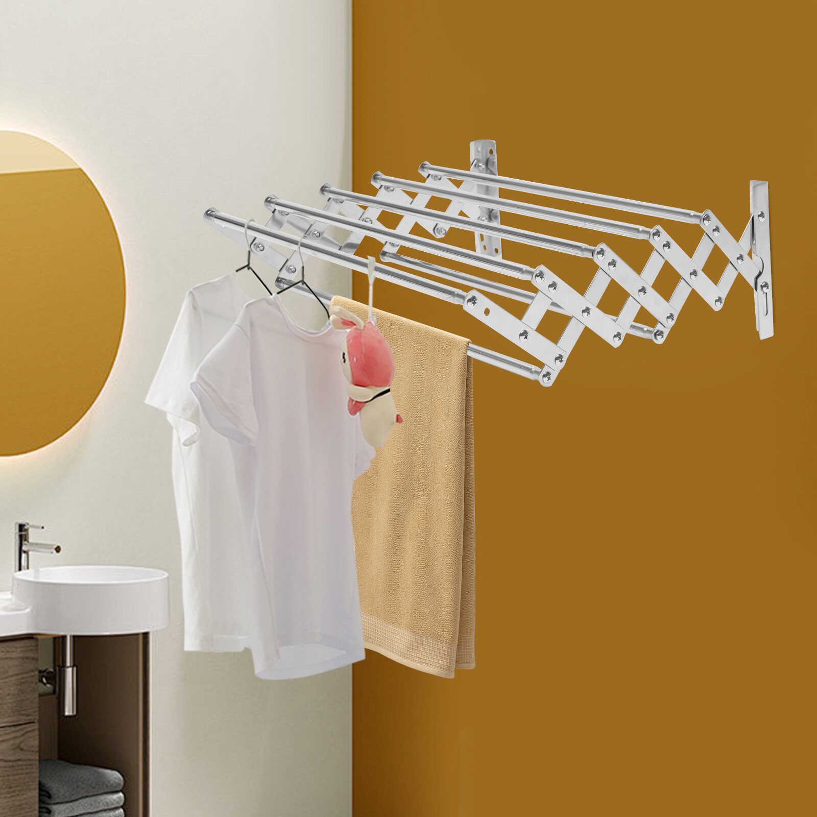 Wall Mounted Clothes Drying Rack Stainless Steel Retractable Laundry Drying Rack