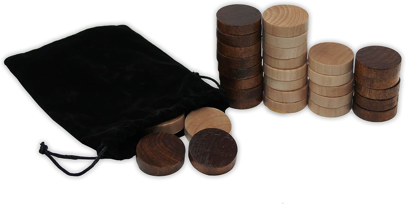 DA VINCI Wooden Backgammon and Checkers Pieces 30 Replacement Game Chips with Cl