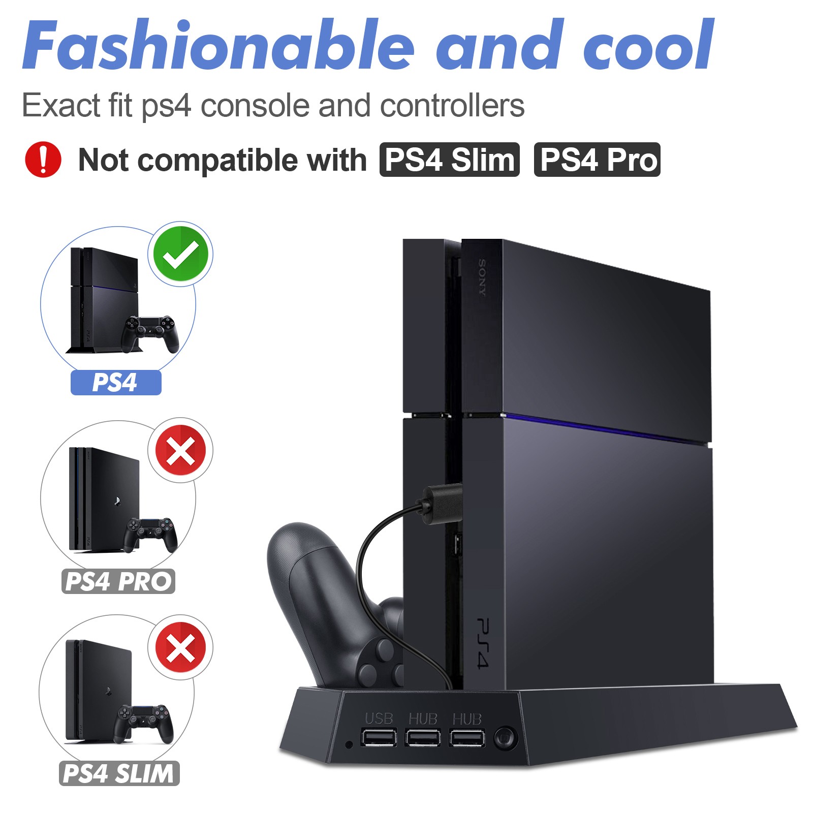 PS4 Cooling Station Vertical Stand 2 Controller Charging Dock For PlayStation 4