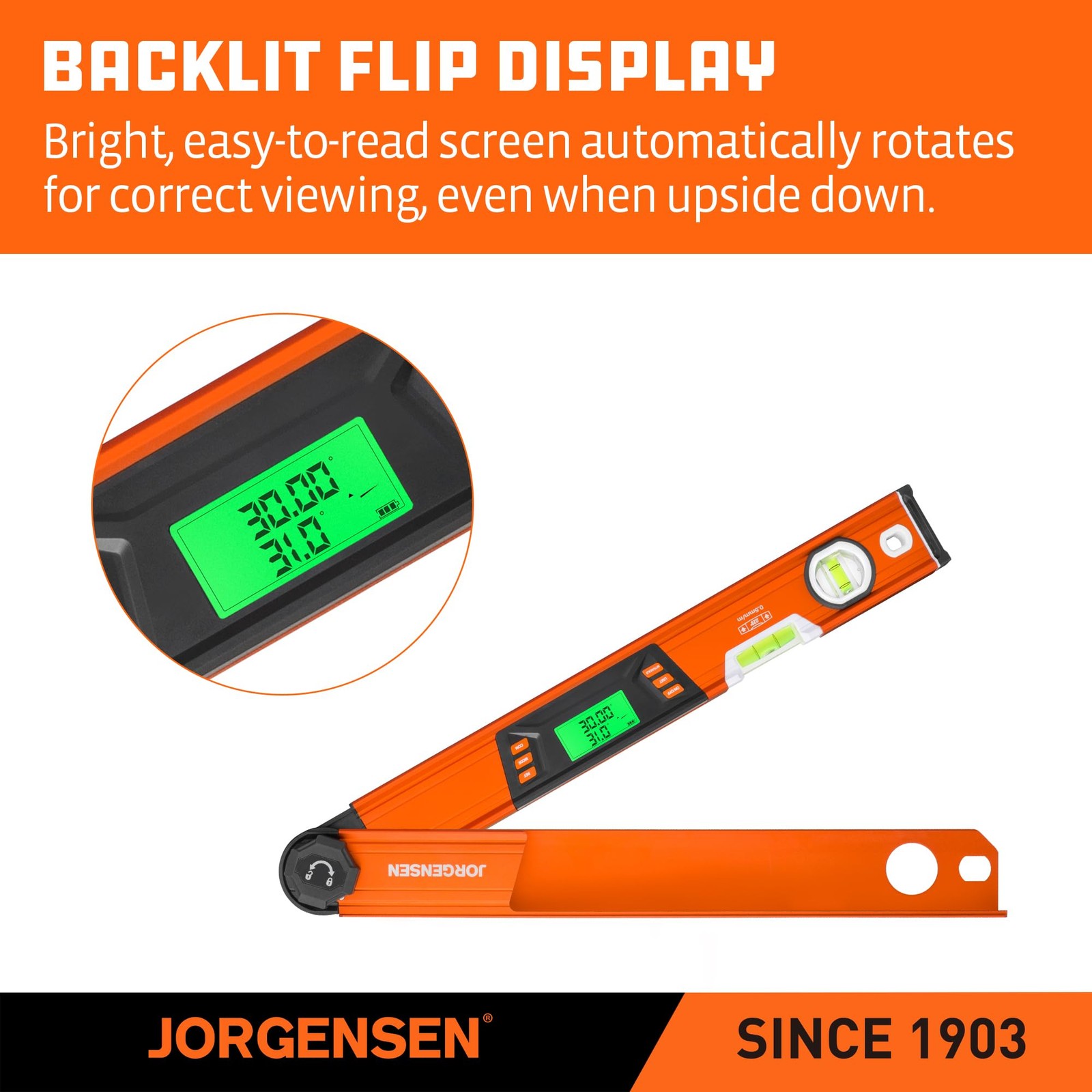 JORGENSEN Digital Angle Finder, Protractor Digital Level
