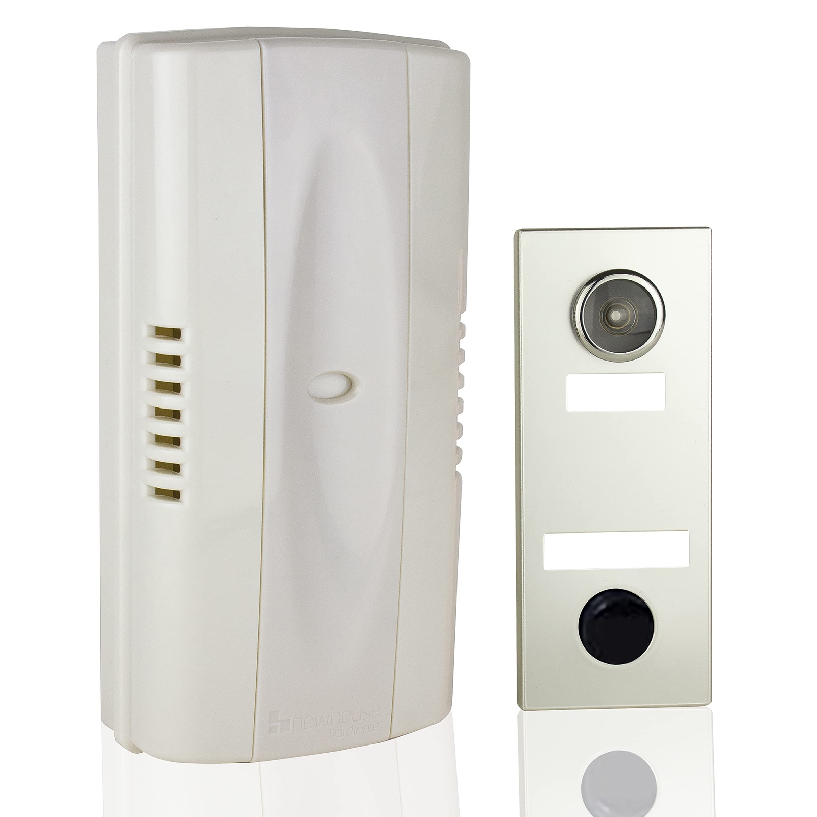 2-Note Mechanical Door Bell Chime with Button and Viewer, Silver