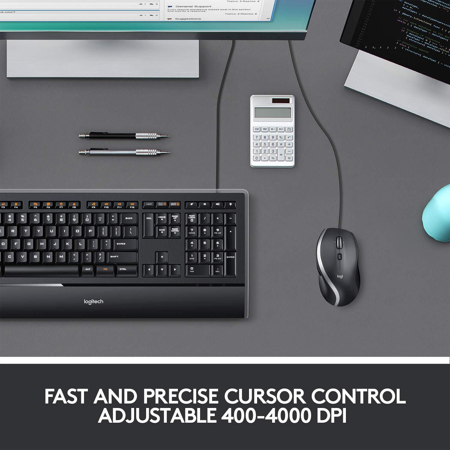 Logitech M500s Advanced Corded Mouse with Advanced Hyper-fast Scrolling & Tilt,