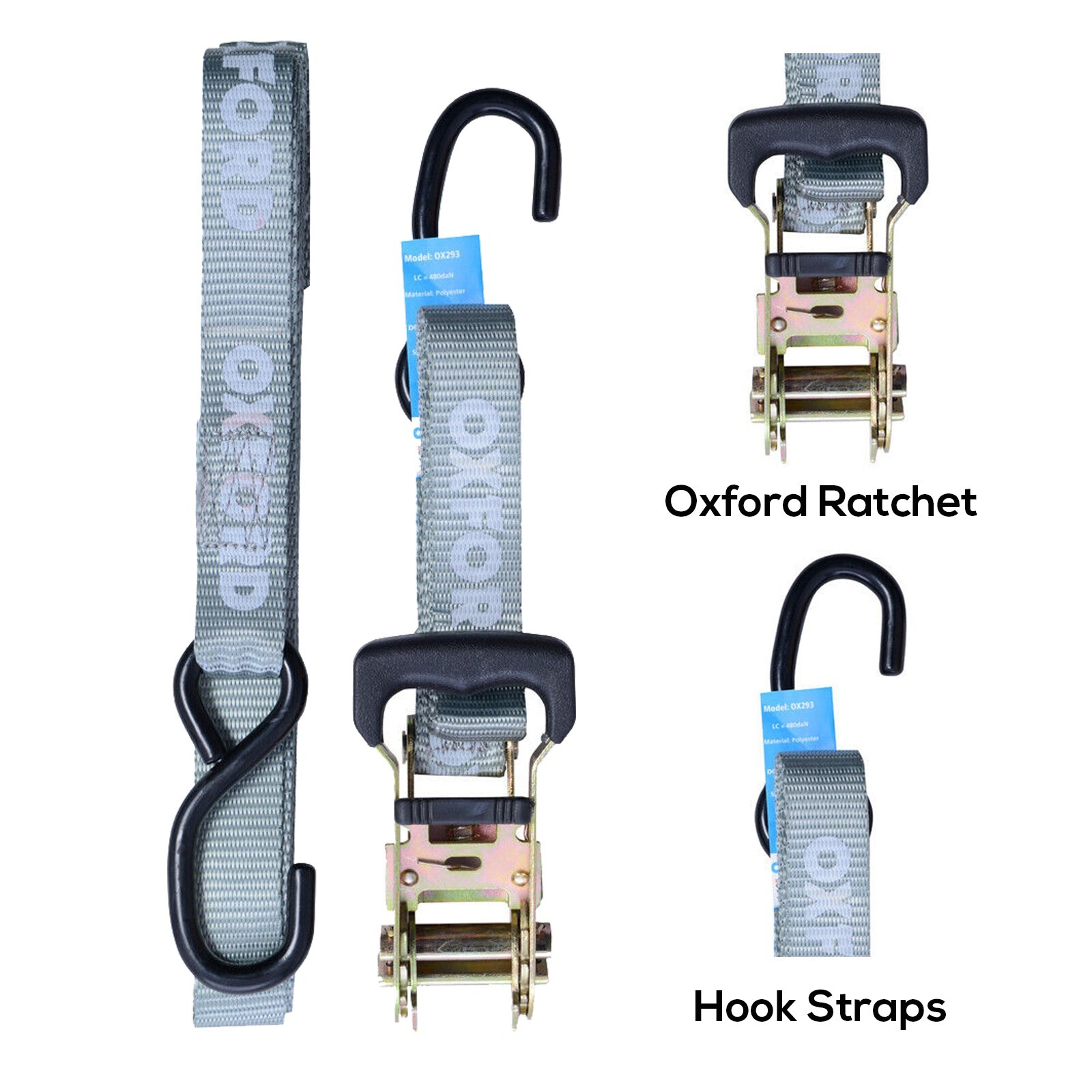 Oxford Ratchet Hook Motorcycle Motor Bike Travel Tie Down Straps