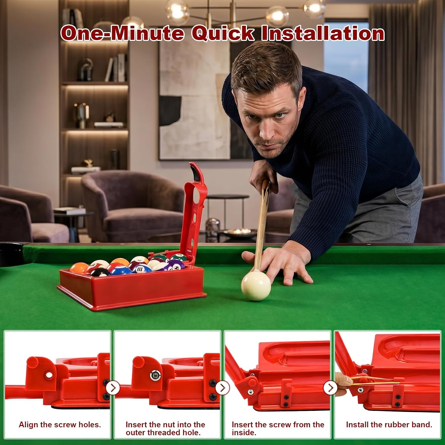 Billiards Training Rack Pro, Portable Billiards & Snooker Training Rack, red