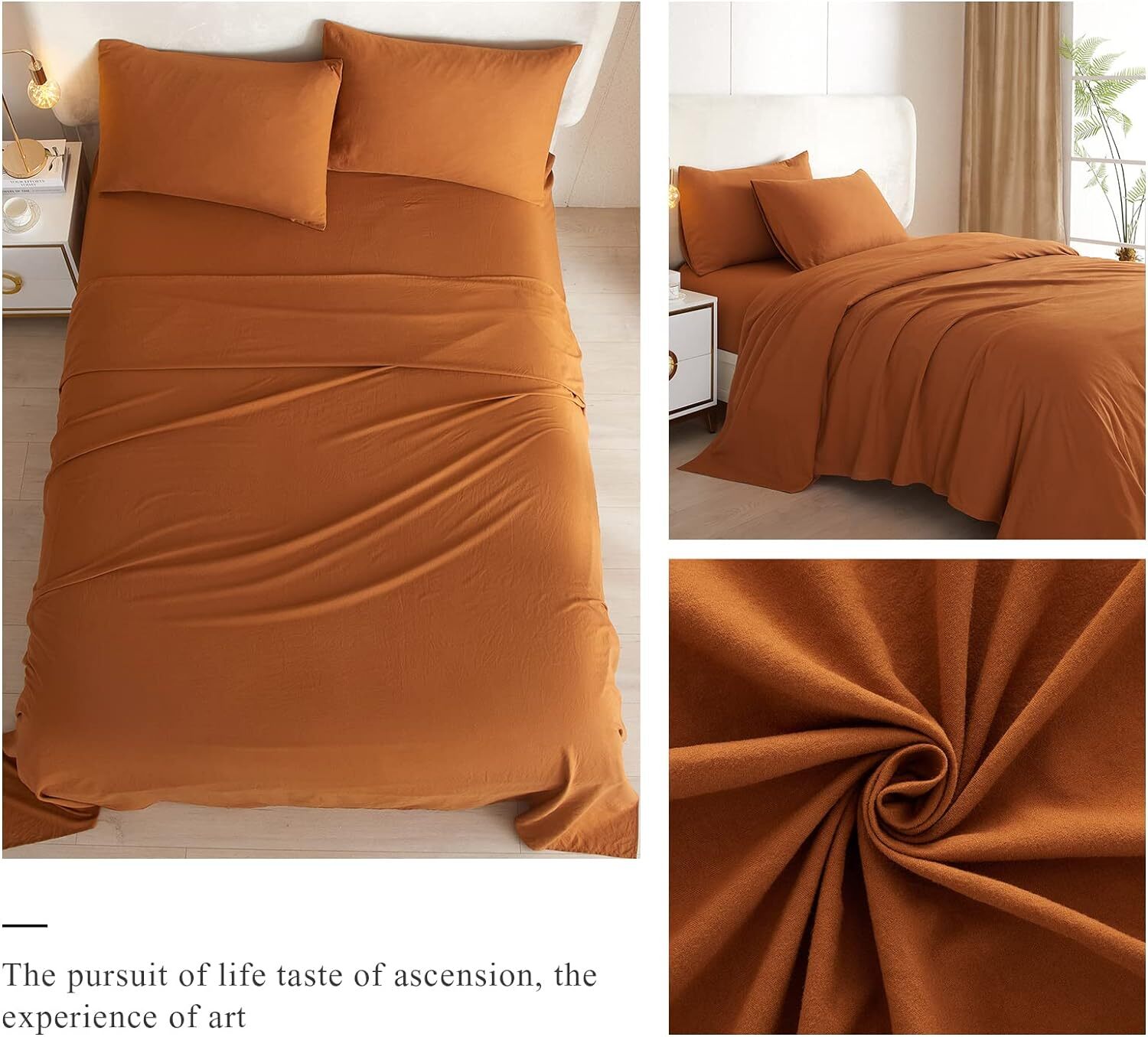 Caramel Pumpkin Sheets for Queen Size Bed,4 Piece Cooling Queen,