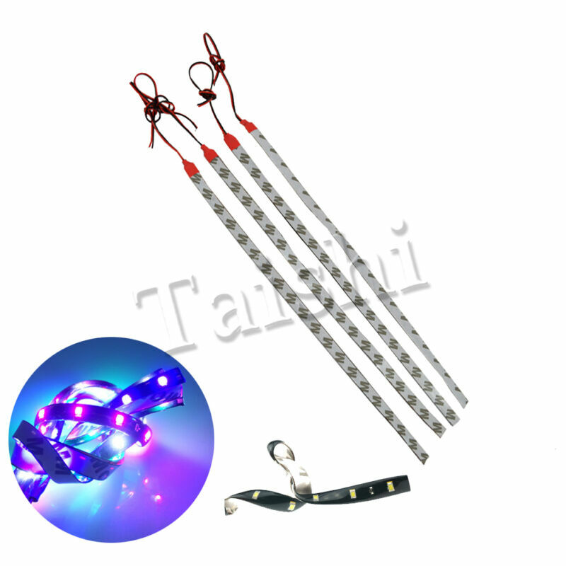 4pcs 12V High Power LED Red Stripes Car Decoration Interior Lighting 30cm