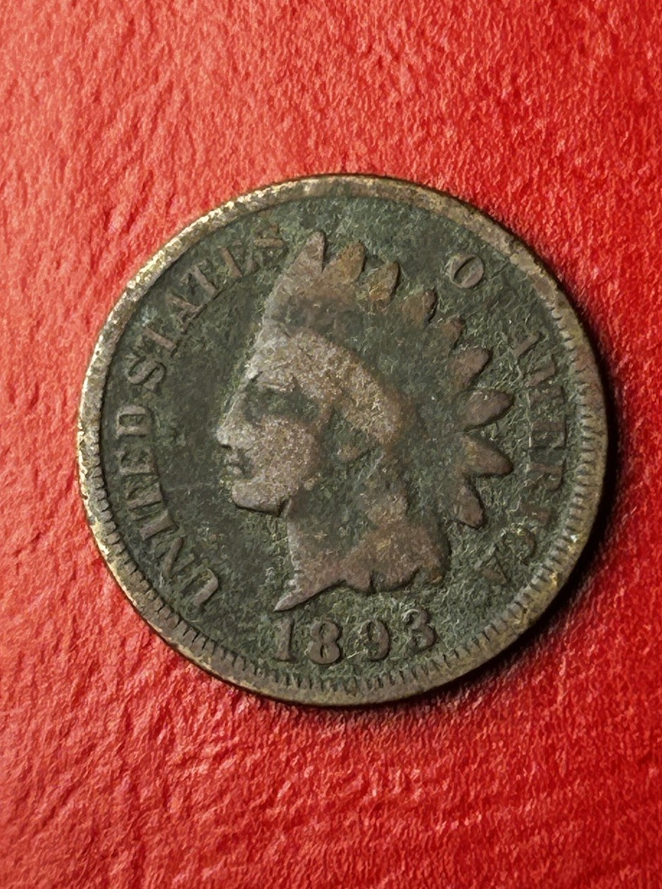 1893 Indian Head Penny Very Good Condition Nice Date USA Exact Coin Imaged #M39
