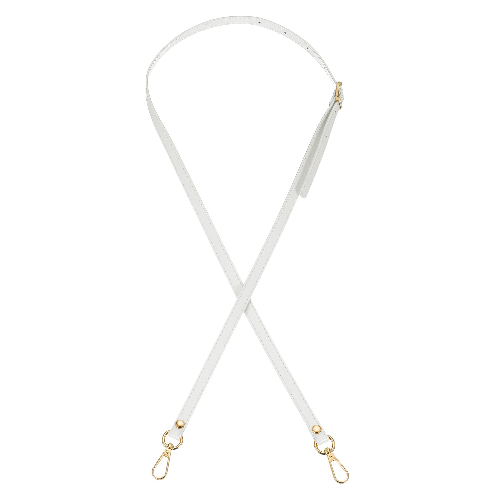 47" Adjustable PU Leather Purse Strap with Gold Hardware White