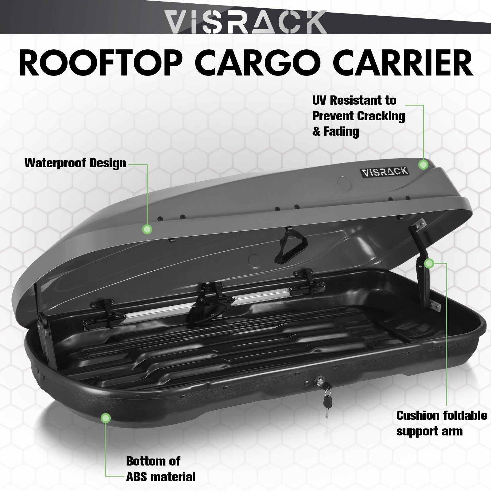 13 FT ³ Rooftop Cargo Box Luggage Carrier w/2 Keys,Both Side Open Easy Install