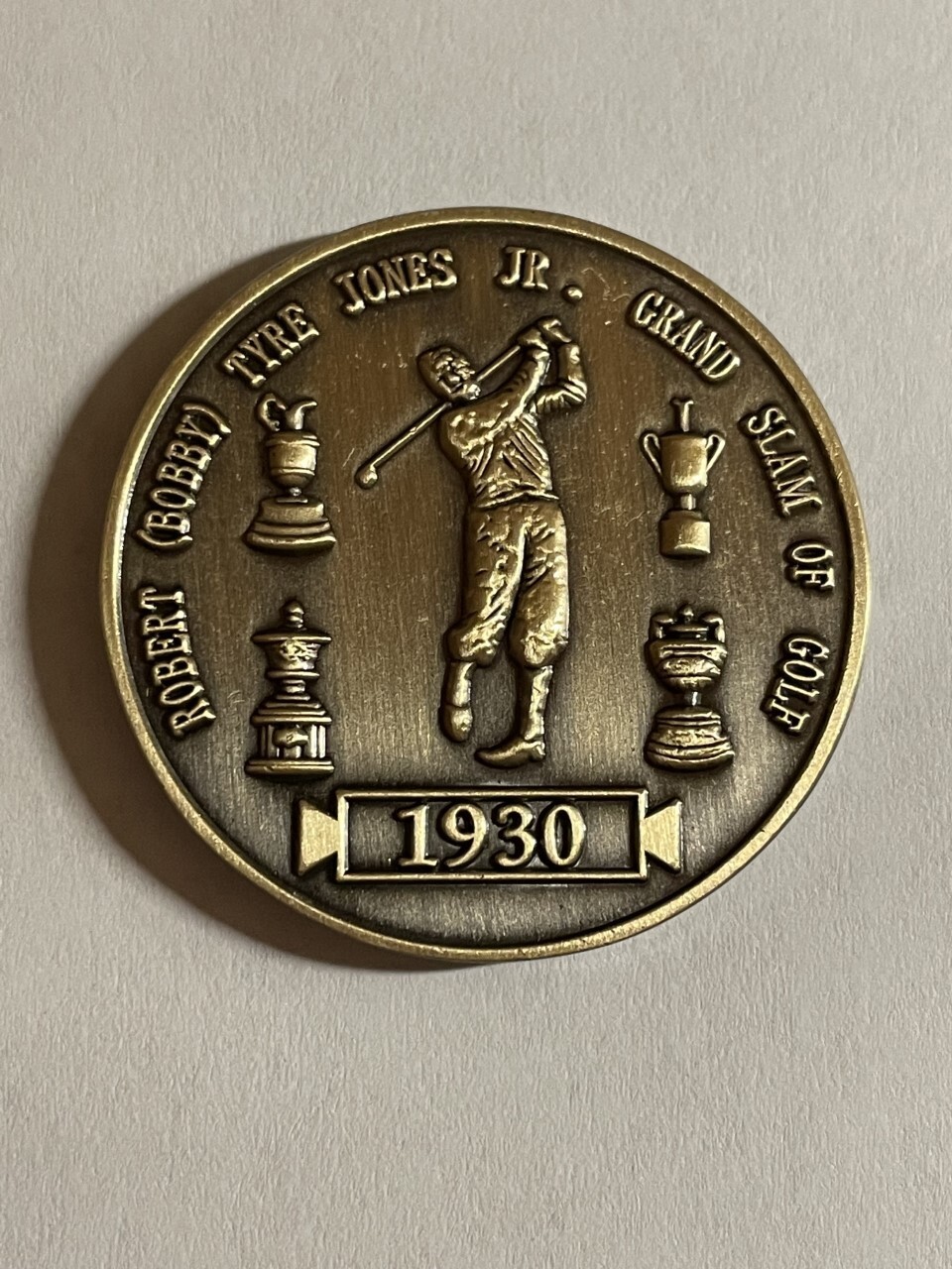 1930 Bobby Jones 'Grand Slam Of Golf' 1.5" Medallion Coin Style Golf Marker