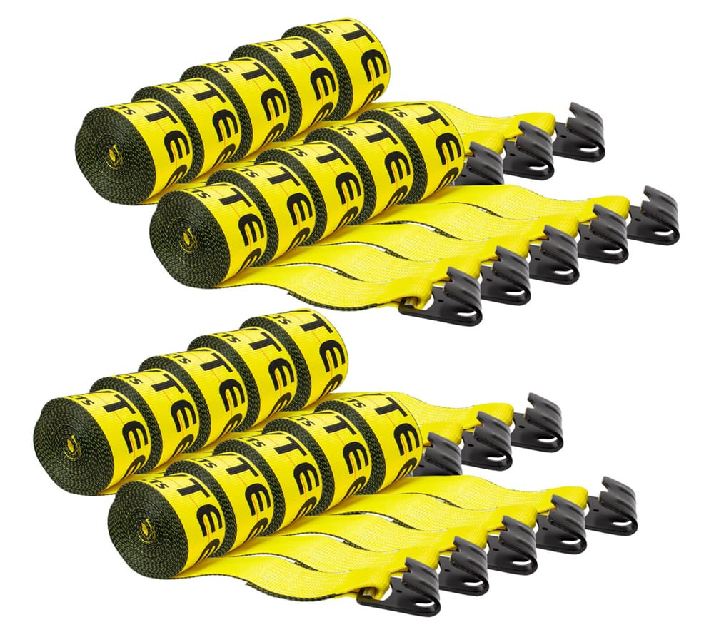 20 PK 4"x 40' Truck Straps for Flatbed Trailer with Flat Hook - 16200 LBS BS