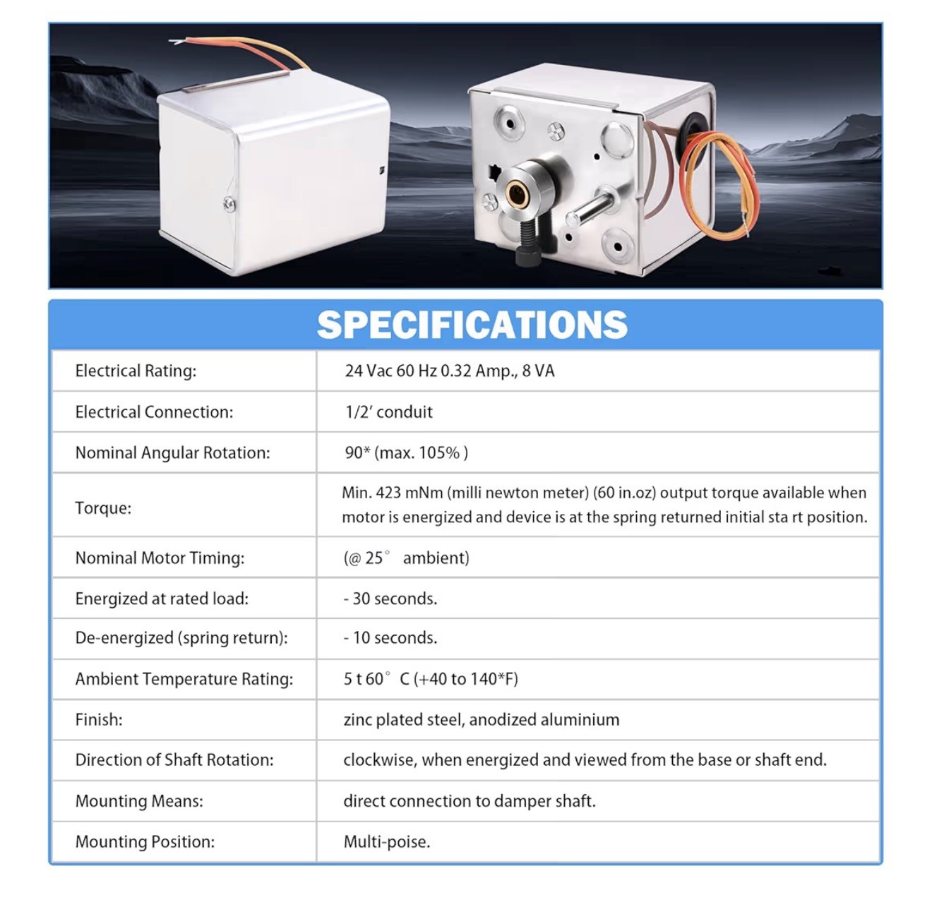 High-Quality M847D1004 Damper Motor Actuator for Efficient HVAC Performance