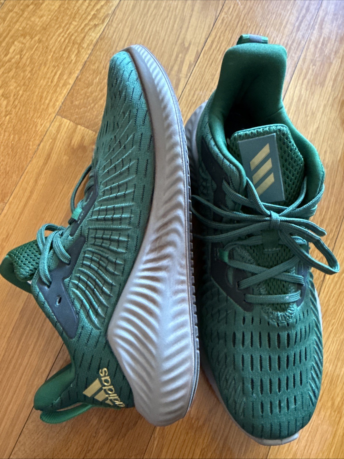 adidas Alphabounce + Shoe - Unisex Running Dark Green/Gold Metallic/Green Size 8