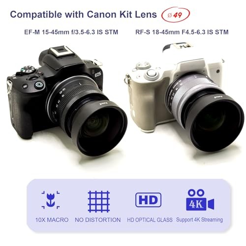 49mm 10x Professional Macro Conversion Lens, Super Macro Lens, for Canon EOS