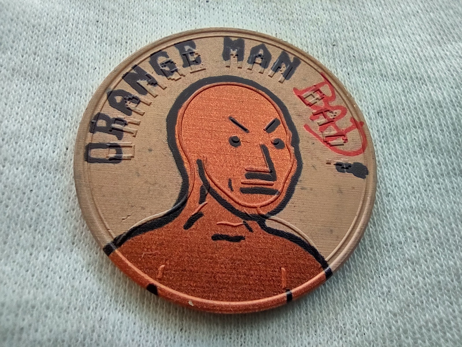1 Oz .999 Copper Round Coin Trump Colorized ORANGE MAN BAD RARE
