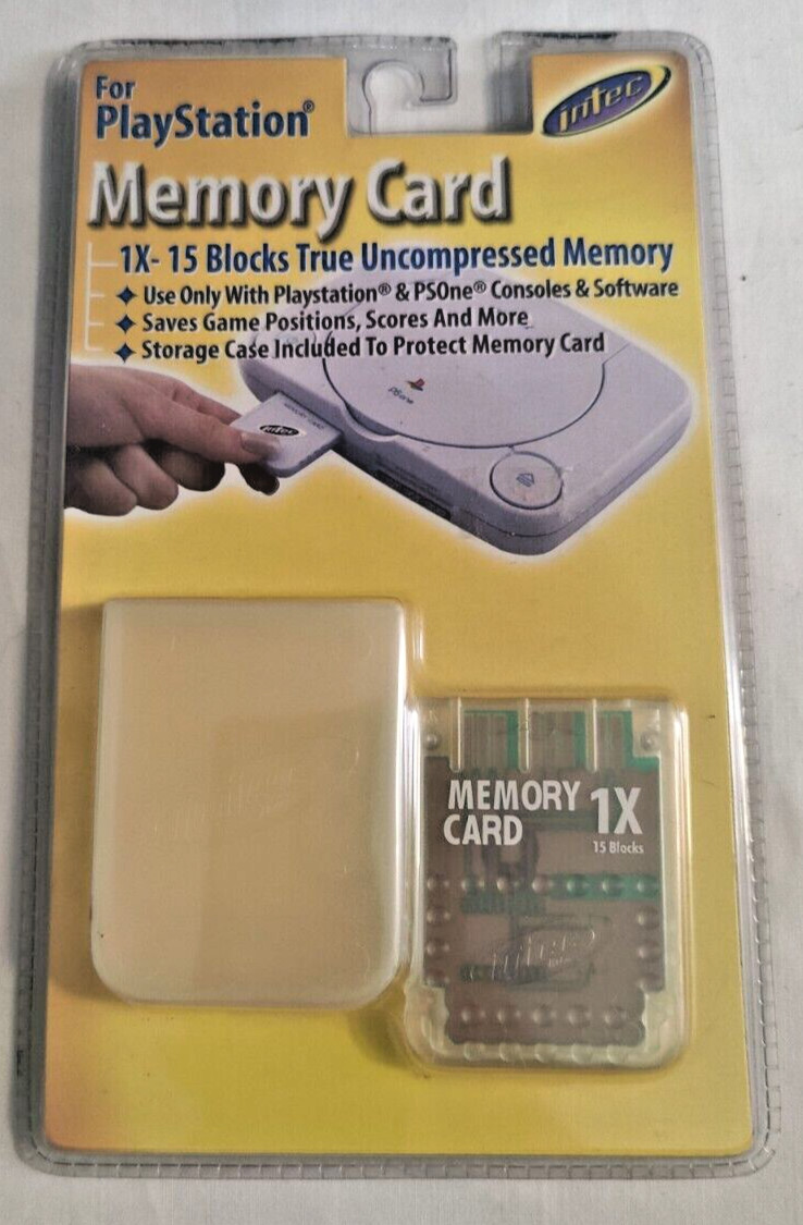 Intec Memory Card For PlayStation, 1X-15 Blocks True Uncompressed Memory- NEW